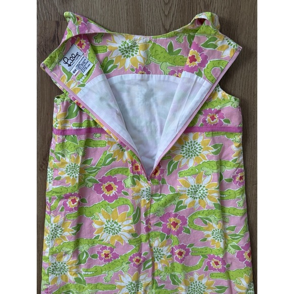 Lilly Pulitzer Girls‎ Size 6x Dress Alligator Floral Lined Vtg 90's Sleeveless - Picture 6 of 7